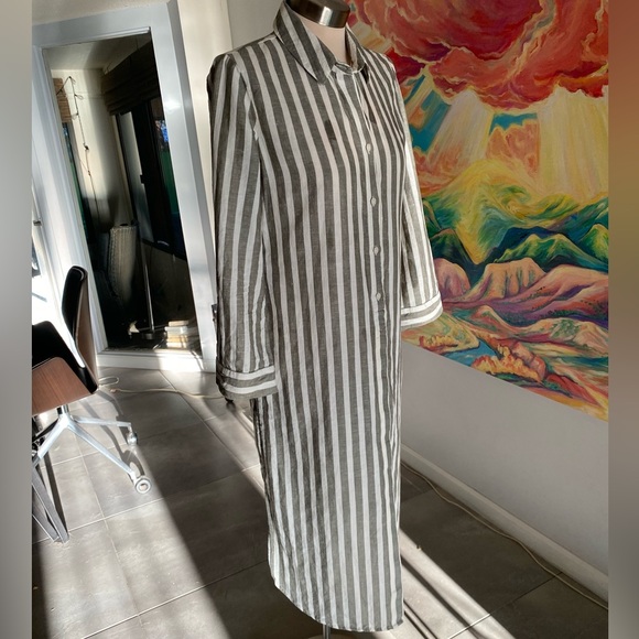 Chicos Linen Button Down Dress 4 - Picture 1 of 5